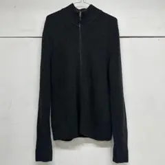 TOMMY HILFIGER ジップアップ ニットカーディガン 黒 綿100 Mのサムネイル