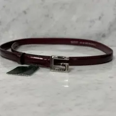 タグ付き GUCCI グッチ レザーベルト ボルドー Gロゴ シルバー金具