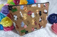 20cmファスナマチ付きポーチ☆猫☆焼き鳥☆にゃんこ☆ハンドメイド