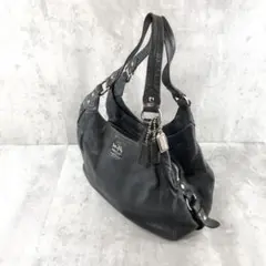 COACH レザーショルダーバッグ 黒 本革 大容量 レディース
