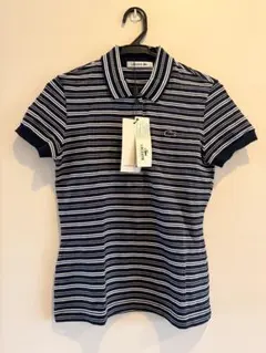 新品未使用 LACOSTE ネイビー/ホワイト ストライプ ポロシャツ 36