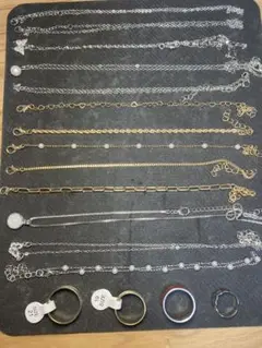 シルバー ゴールド ネックレスセット　ブレスレット　リング　VVV まとめ売り