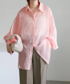 【美品】select moca ピンクシアーシャツ