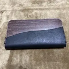 プエブロレザー 財布 メンズ 長財布 黒、木目