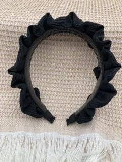 黒フリルニットカチューシャoh