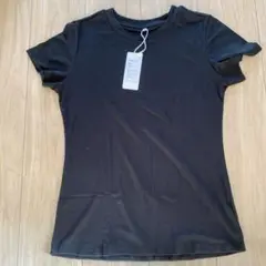 Tシャツ レディース Mサイズ ブラック クールネック 洗濯可能 黒 半袖