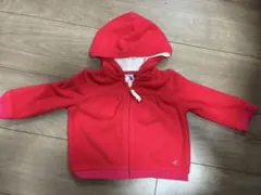 PETIT BATEAU 赤 フード付きトレーナー 74cm