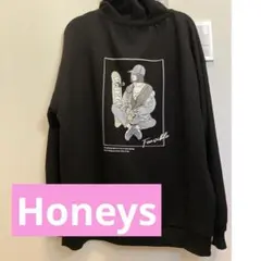 【Honeys】バックプラントパーカー ブラック Lサイズ