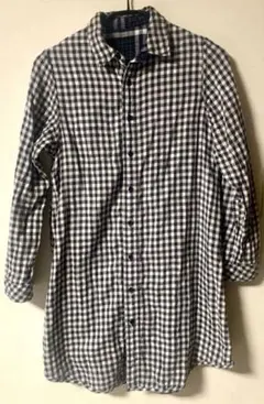 長袖シャツ　ハンドメイド風　ガーゼ　リバーシブル　ギンガムチェック　チェック