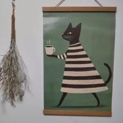 ポスター　インテリア　コーヒーを運ぶ猫　3045　キャンバスアート