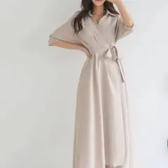 【再:値下げ】カシュクールハイウェストワンピース