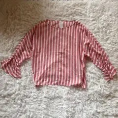 美品 レディース 長袖ブラウス F ストライプ ピンク レーヨン フランドル