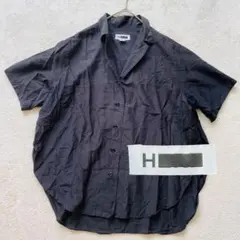 【H】BEAUTY&YOUTH 半袖シャツ コットンシルク 黒 日本製 半袖