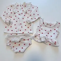 cottoli ハート柄水着ラッシュガード３点セット100センチ