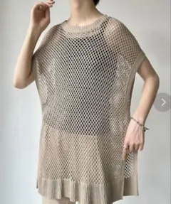 Neuna シアーシースルーフィッシュネットビッグベスト ノースリーブニットのサムネイル