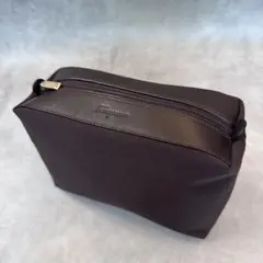 Salvatore Ferragamo エンボスロゴ レザーキャンバスポーチ 茶のサムネイル