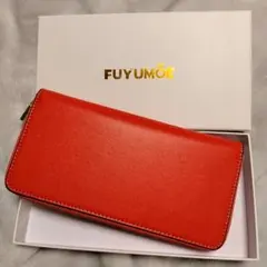 ☘️レディース多機能長財布 無地 薄型 ラウンドファスナー ロイヤルオレンジ