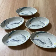 九谷焼　海老柄 楕円鉢 5枚セット 和食器のサムネイル