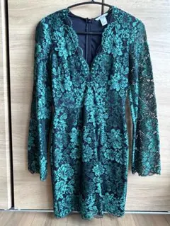 グリーン花柄レースドレス　H&M