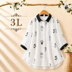 ☆３Ｌ☆花柄プリント　シャツ ブラウス