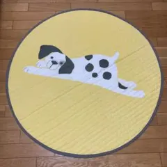 IKEA マット 犬 丸形 イエロー ダルメシアン
