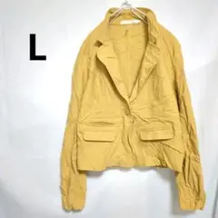 ジャケット　シングルボタン 　イエロー　マスタード　秋　L　海外　US古着