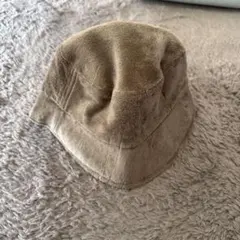 バケットハット フリース ベージュ 合成皮革 クリームリバーシブル