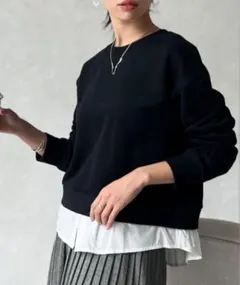 Chez toi シェトワ レイヤード 裏起毛 プルオーバー ブラック