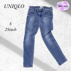 A833.ユニクロ/ローライズジーンズ【S】25inch/青/ストレート/美脚