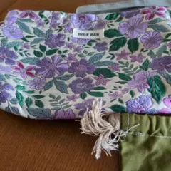 布製ポーチセット（花柄・緑・青）