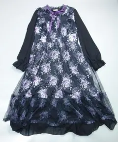 399美品 アクシーズファム フラワープリントチュールワンピース