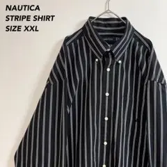 《ワンポイント刺繍ロゴ》NAUTICA ノーティカストライプシャツサイズXXL