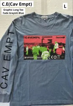C.E キャブエンプト グラフィックロンTee フェードグレイッシュブルー L