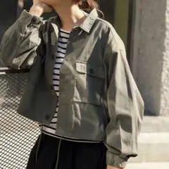 ニコアンド　ミリタリージャケット　L アウター　カーキ　コットン　綿