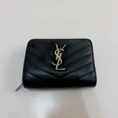 SAINT LAURENT 二つ折り財布 ブラック×シルバー