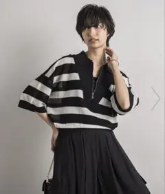 MAYSON GREY ハーフZIPシアーポロニットプルオーバー M タグあり