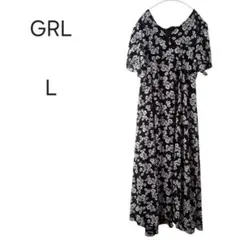 1767＊GRL グレイル フラワープリント ロングワンピース L