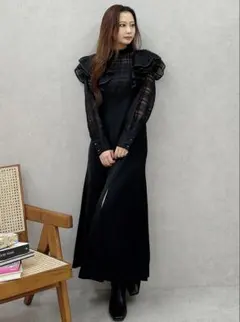 MERCURYDUO 2WAYシアーチェックラッフルドッキングワンピース