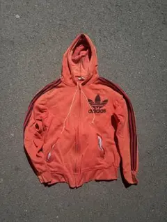 adidasジップパーカートレフォイルロゴ赤3ライン ヴィンテージarchive