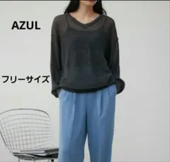 AZULアズール 透け感ラメVネックニット フリーサイズ