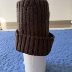 ブラウン リブ編み ビーニー