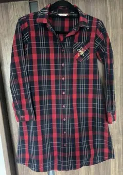 ALGY 赤黒チェック シャツワンピース 150