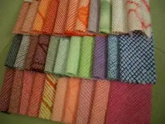 古布正絹総絞りミニはぎれ32枚⑤　着物リメイクつまみ細工吊るし雛しぼり