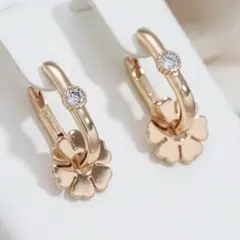 【14KGP】揺れる フラワー 一石 ジルコン ピアス