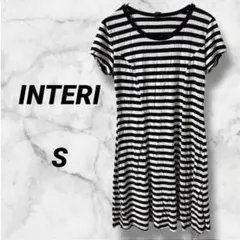 0848　ワンピース　チュニック　ブラック×ホワイト　ボーダー　カジュアル　Ｓ