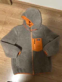Patagonia フリースジャケット グレー/オレンジ　キッズMサイズ