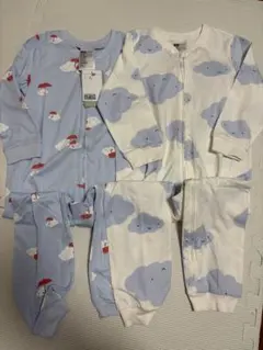 H&M 長袖カバーオールパジャマ 2枚セット 薄手　98cm