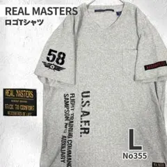 REAL MASTERS コットン混 ロゴT Vネック 半袖 グレー L メンズのサムネイル