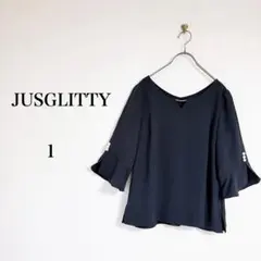 JUSGLITTY スリットブラウス ネイビー 新品タグ付き - メルカリ