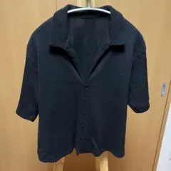 LOWRYS FARM 黒 短丈 半袖 オープンカラーシャツのサムネイル